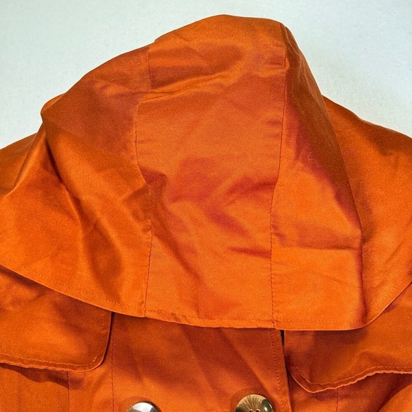 Forever 21 Hooded Double Breasted Pea Coat Jacket Women Size 2 Burnt Orange Twee - Picture 5 of 13